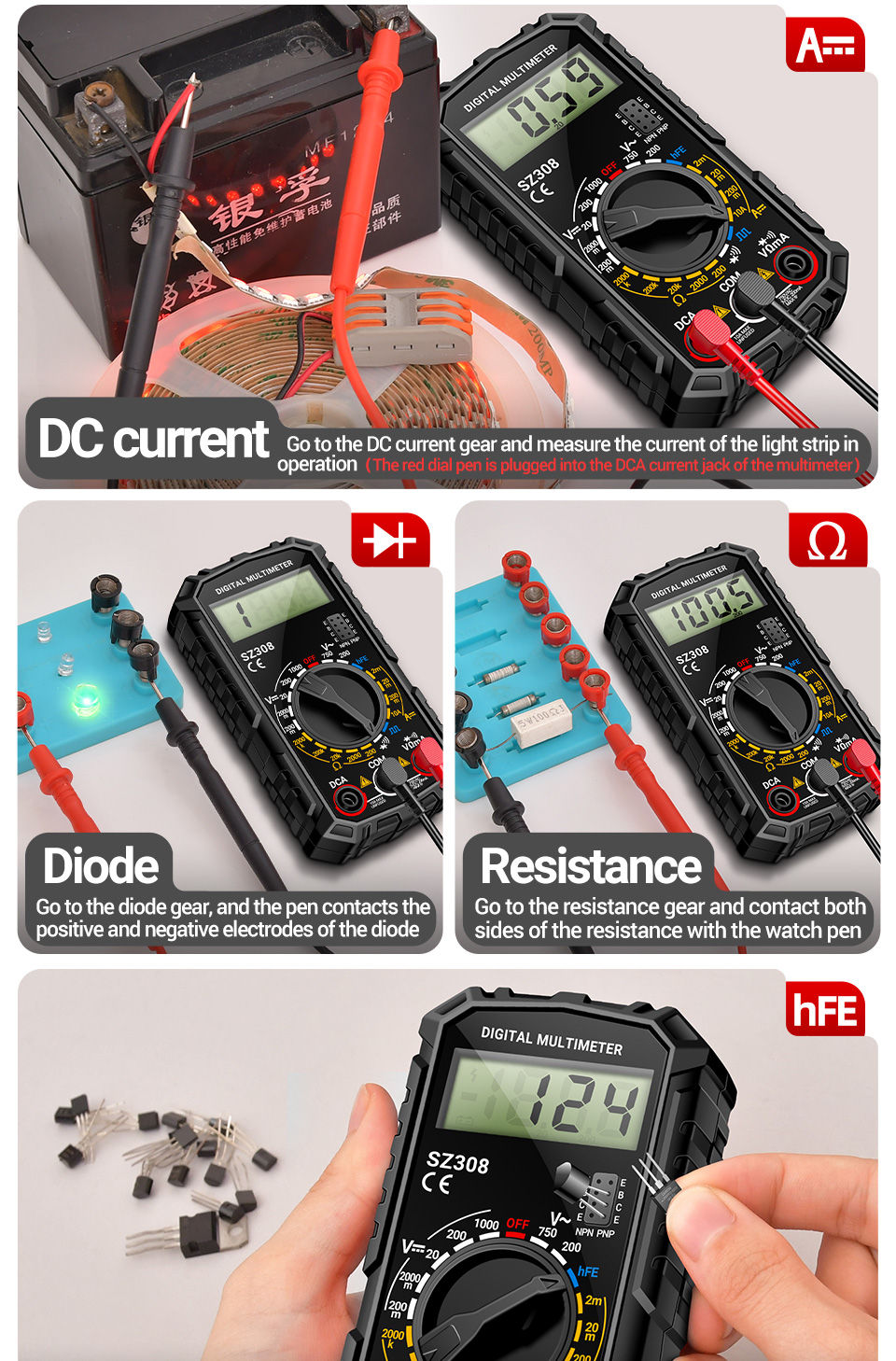 Thumbnail: ANENG SZ308 1999 Count Digital Multimeter AC/DC High-Precision Multi-function Vo