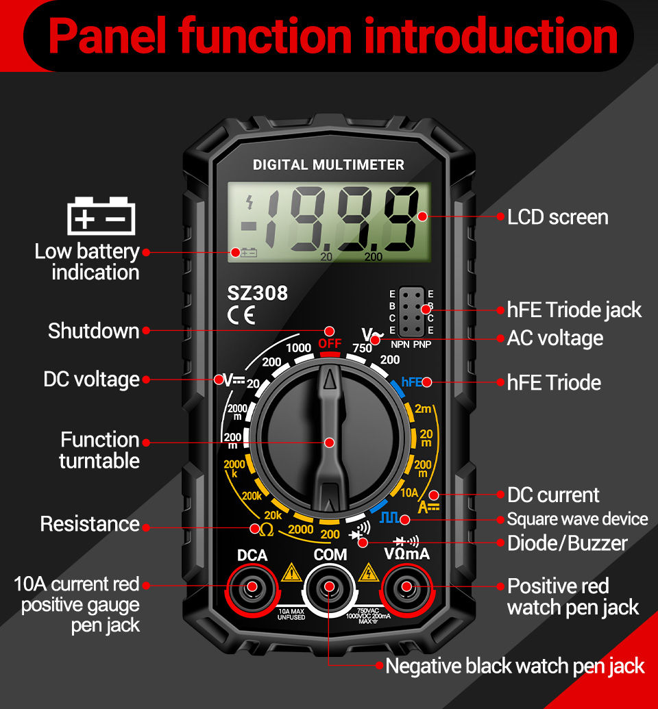 Thumbnail: ANENG SZ308 1999 Count Digital Multimeter AC/DC High-Precision Multi-function Vo