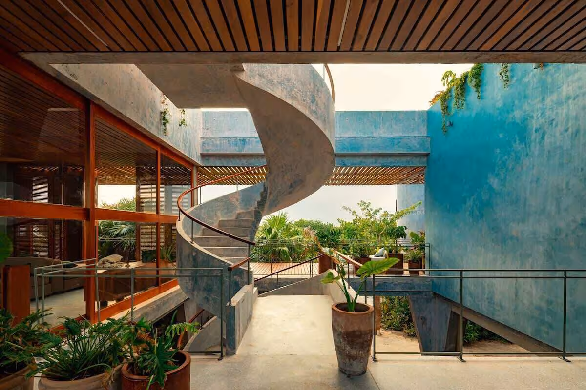 Stairs view of Casa Bautista as seen in the Staycation Tulum episode.