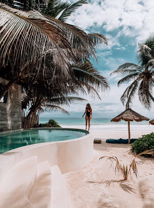Exterior view of Casa de las Palmas as seen in the Staycation Tulum episode.