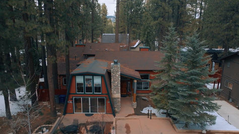 Aerial view of Casa de Niños in Big Bear, featured on Staycation Season 4.