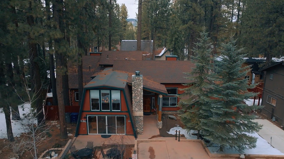Aerial view of Casa de Niños in Big Bear, featured on Staycation Season 4.