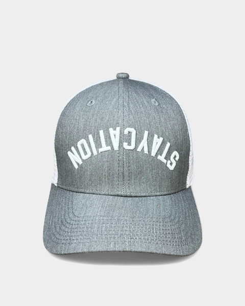 Official Staycation TV Show hat with embroidered logo, front view