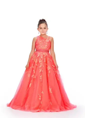 Thumbnail: 8240Kids Tulle Ball Gown With Sequin Applique