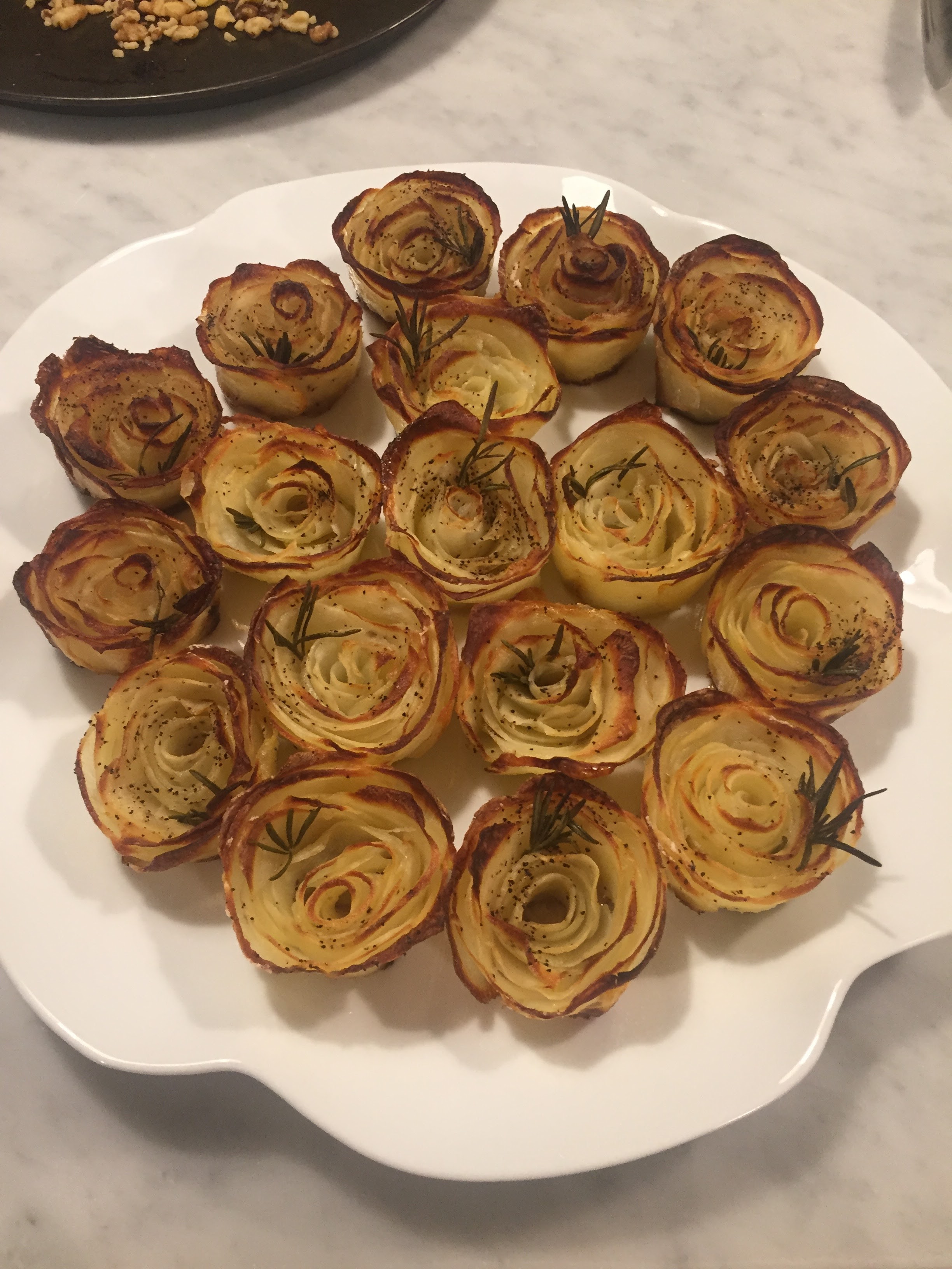 Oven roasted potatoes roses.