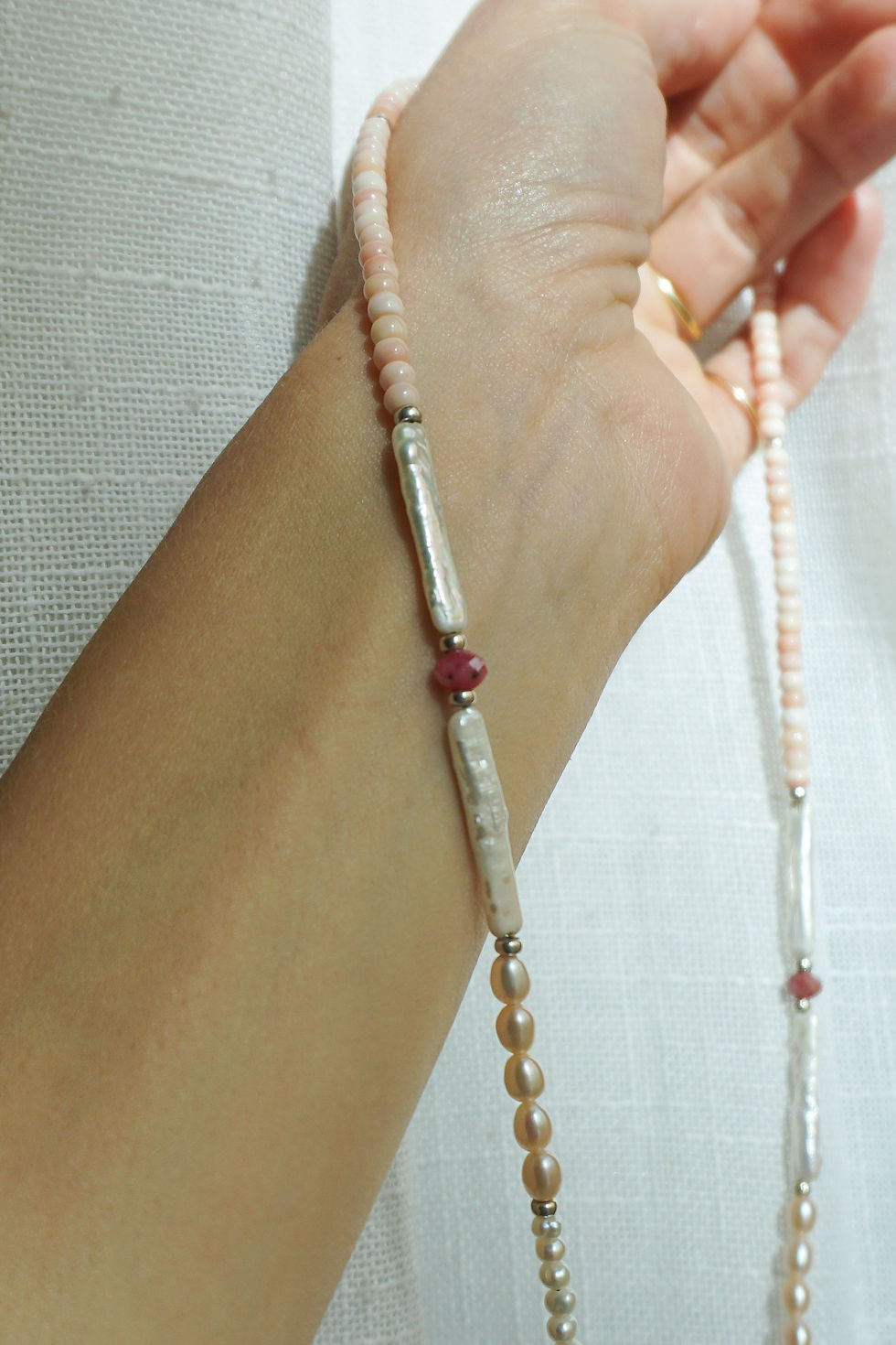 Thumbnail: Sunset Dreams Mexican Fire Opal + Gemstone Necklace