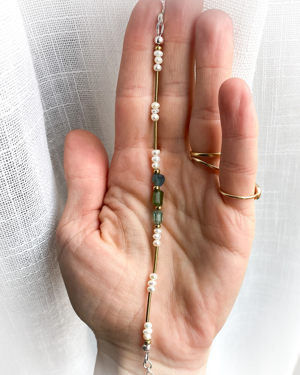 Thumbnail: Old Money Tourmaline + Pearl Bracelet