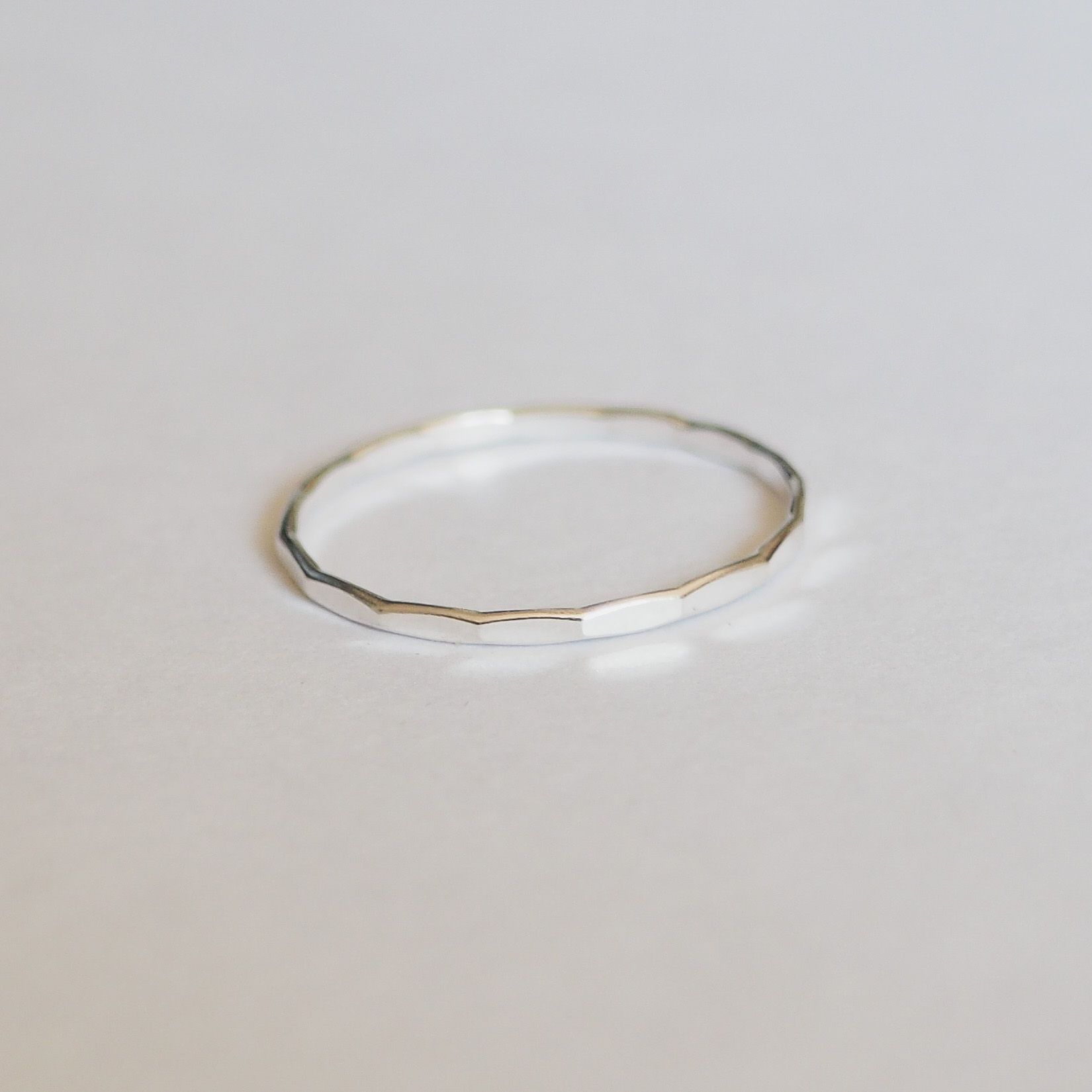 Faceted Stacker Ring in Sterling Silver