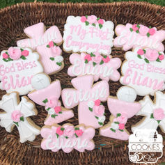 Boy 1st Communion Cookies, Girl 1st Communion Cookies, Boy First Communion Cookies, Girl First Communion Cookies Chalise Cookies, Cross Cookies, Decennary Cookies, First Communion Party Favors, Galletas de Primera Comunion, Doll Communion Cookies