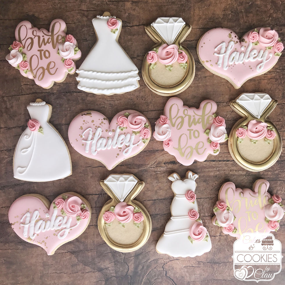 Bridal Dress Engagement Rings Heart Shaped Bride to Be Cookies