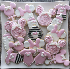 Minnie Mouse Girl Pink Baby Shower Decorated Cookies