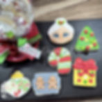 Santa themed Snow Globe filled with 6 mini decorated sugar cookies