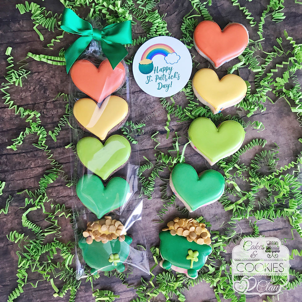 St. Patrick's Day Pot of Gold Rainbow Heart Cookies