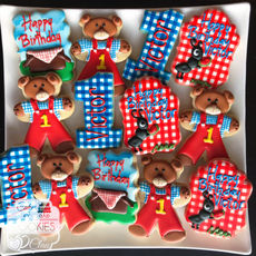 Bears & Picnic 1st Birthday Cookies, Bear Cookies, Picnic Basket Cookies