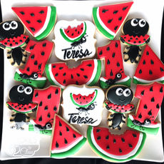 Ants & Watermelon Picnic 1st Birthday Decorated Cookies