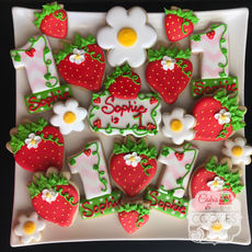 Strawberry 1st Birthday Decorated Sugar Cookies in Houston, TX