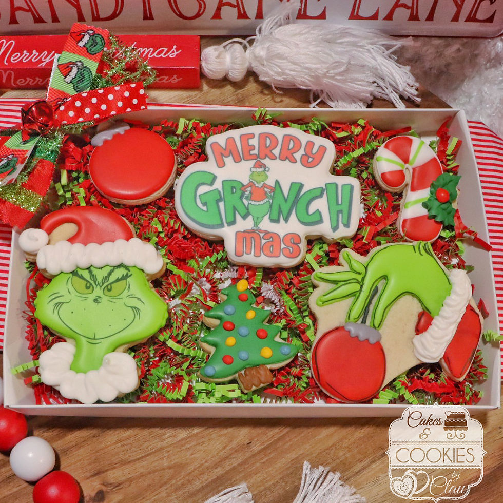 Classic The Green Mean One, 6 count Grinchmas Decorated Sugar Cookies, Gift Box Set
