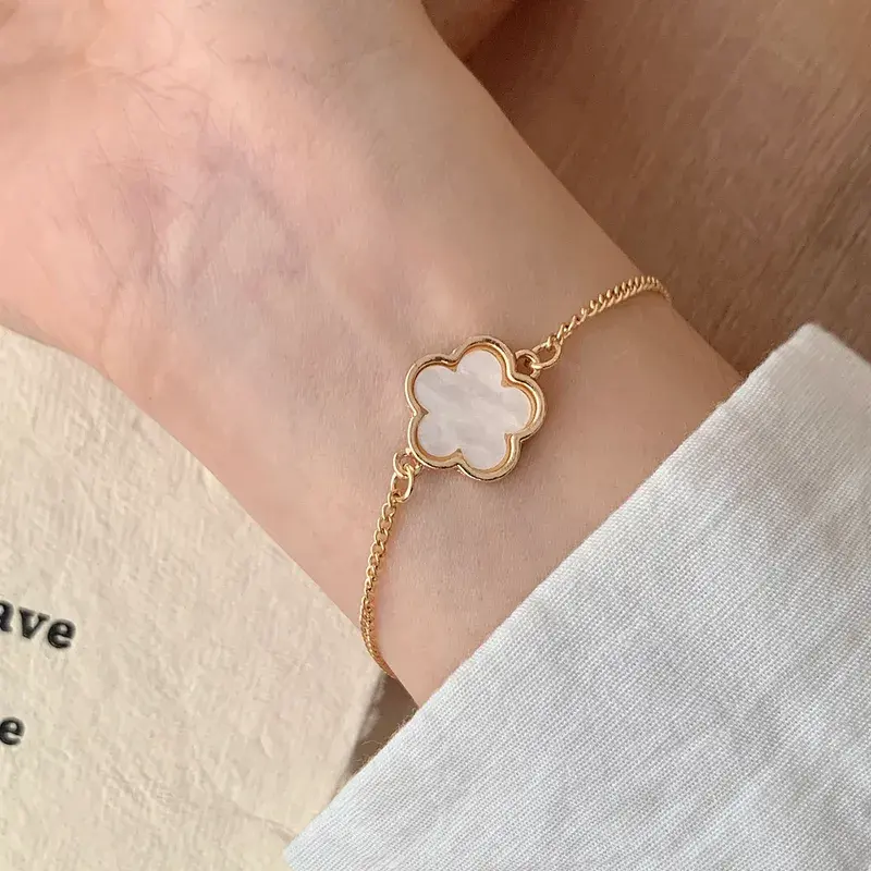 Thumbnail: Gold‑Plated White Clover Charm Jewellery Set