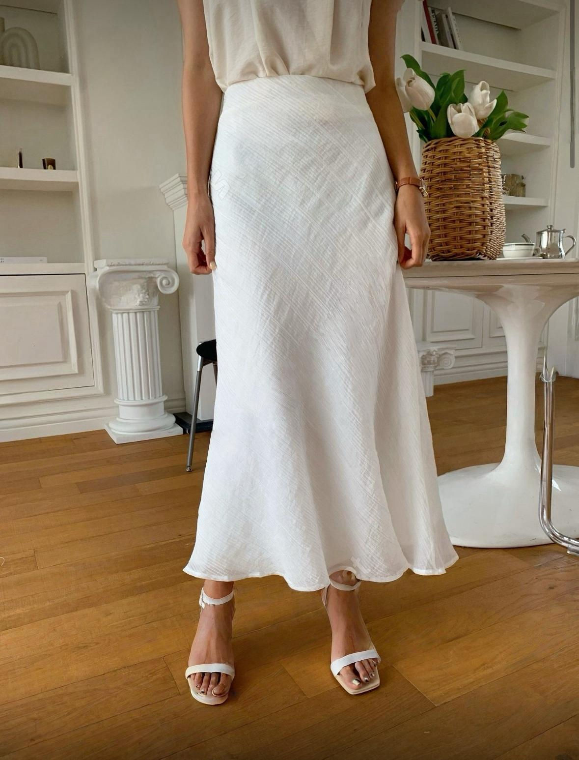 【♡隨性上班日常• 3 Colour♡】暗斜文魚尾長裙 • K0368