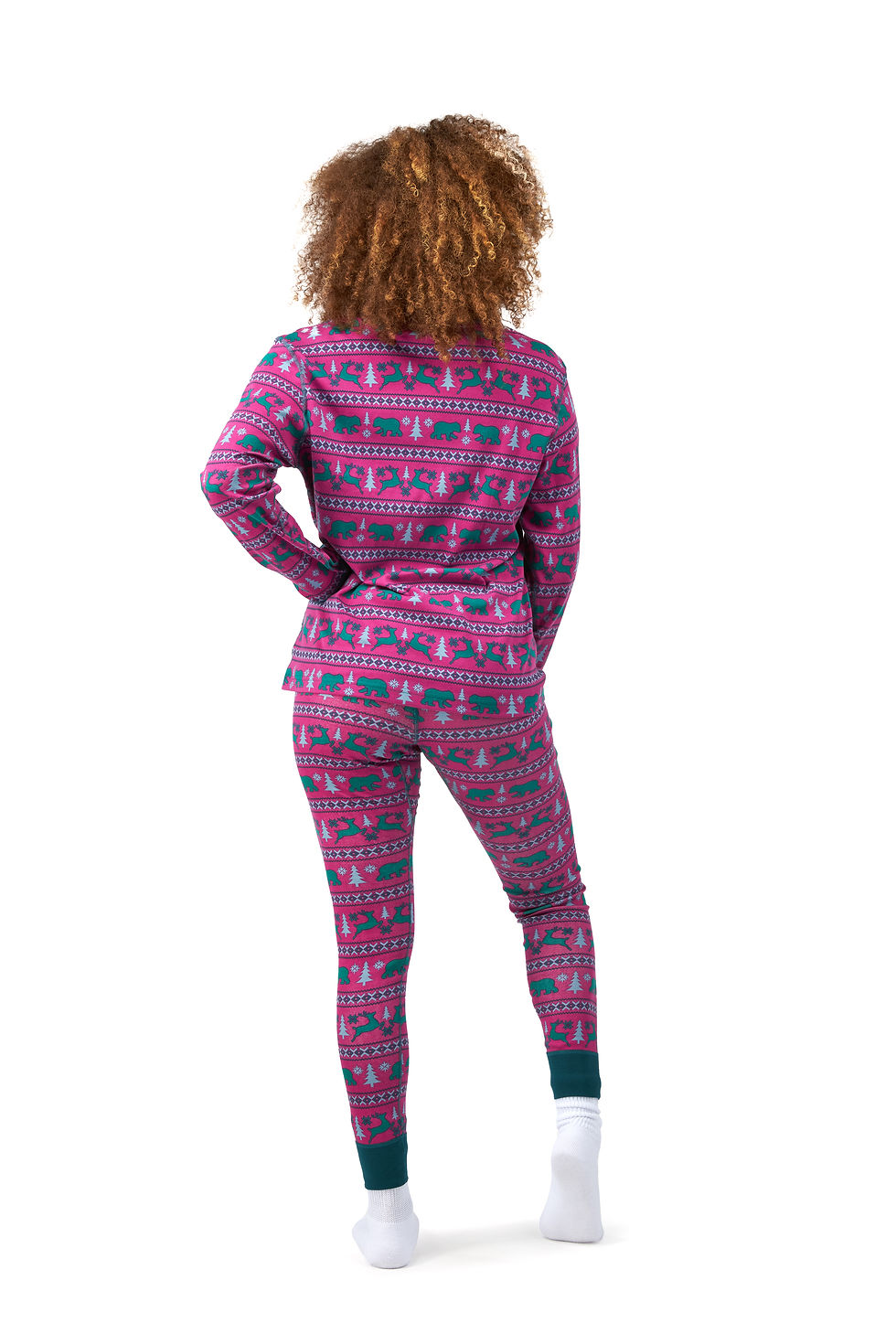 Thumbnail: Organic Cotton Nordic Deer/Cub  Long Sleeve Pajamas Top
