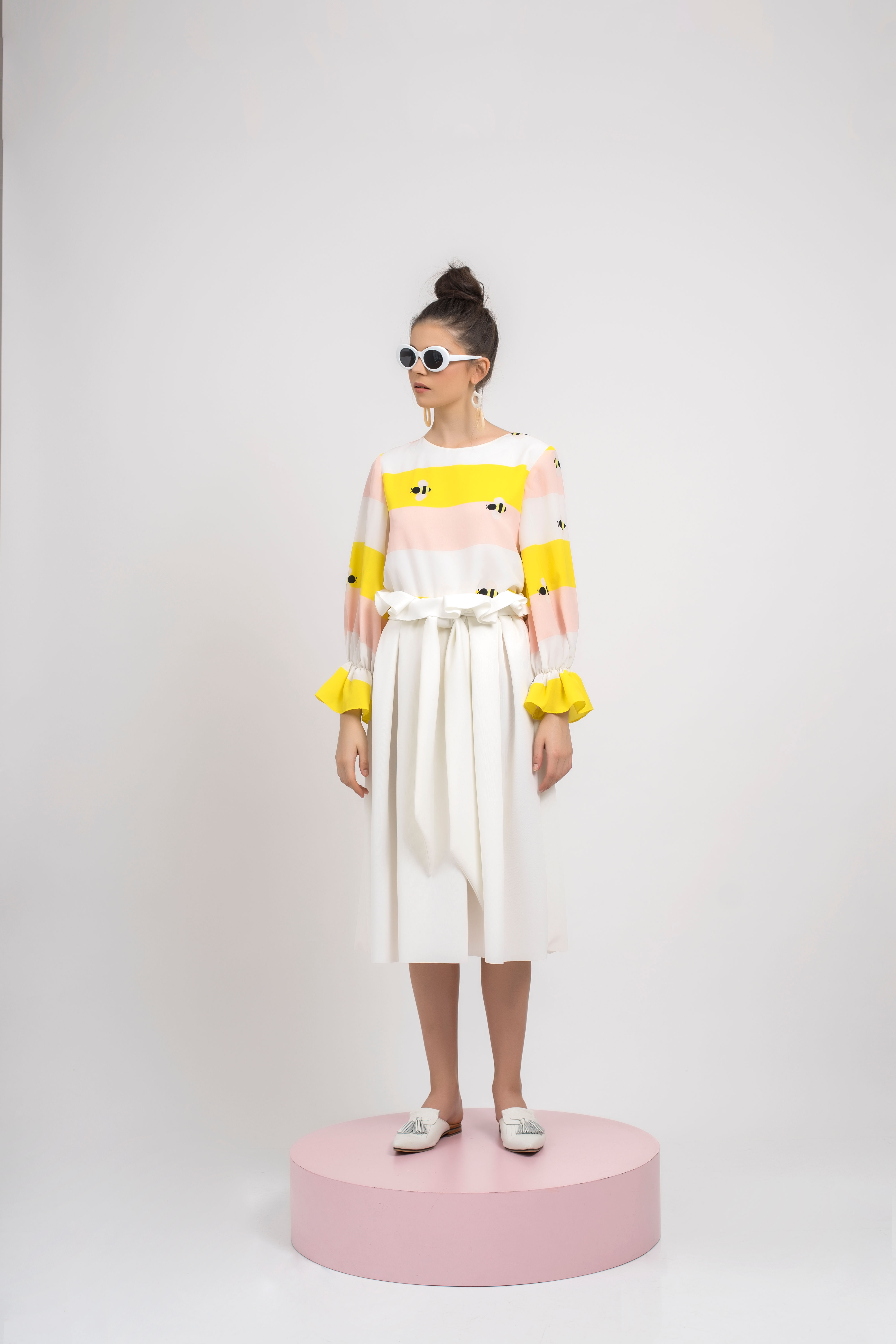 PLEATS TIE SKIRT - WHITE