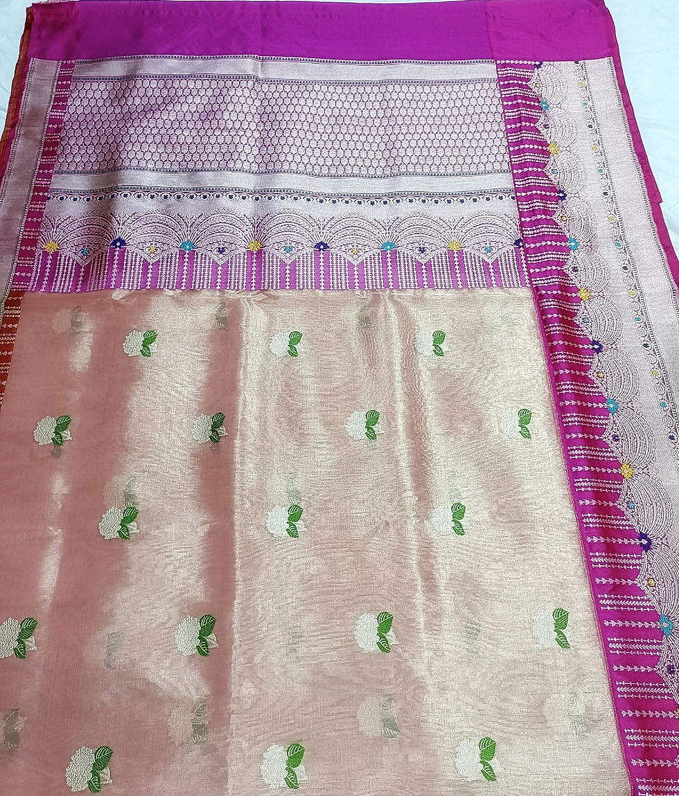 Thumbnail: Pure Katan Silk tissue handwoven Kadiyal
