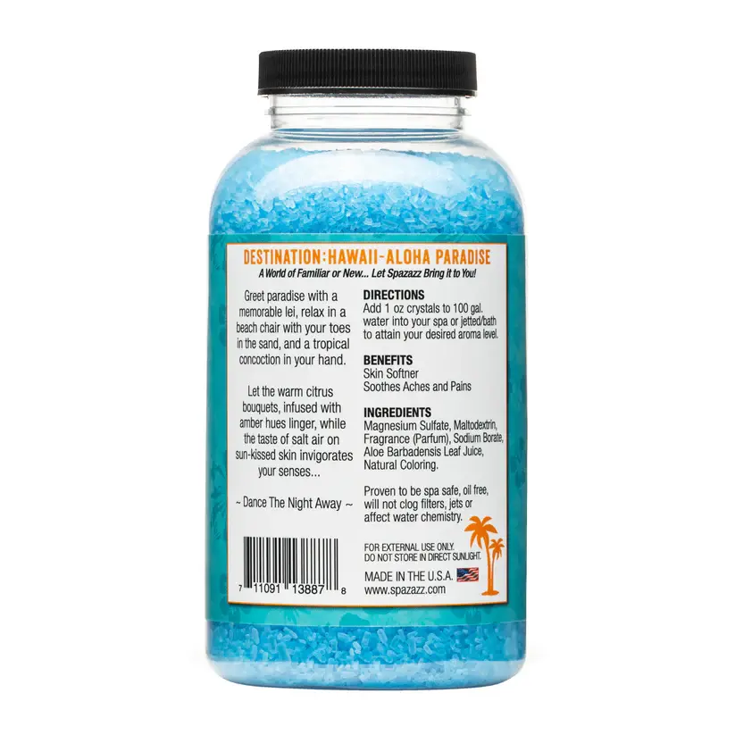 Spazazz Destination Crystals - Aloha Paradise - Hawaii - Back