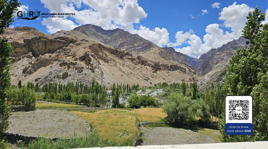 Scenic valley with trees and Great Himalayan Routes. best tour agency in india