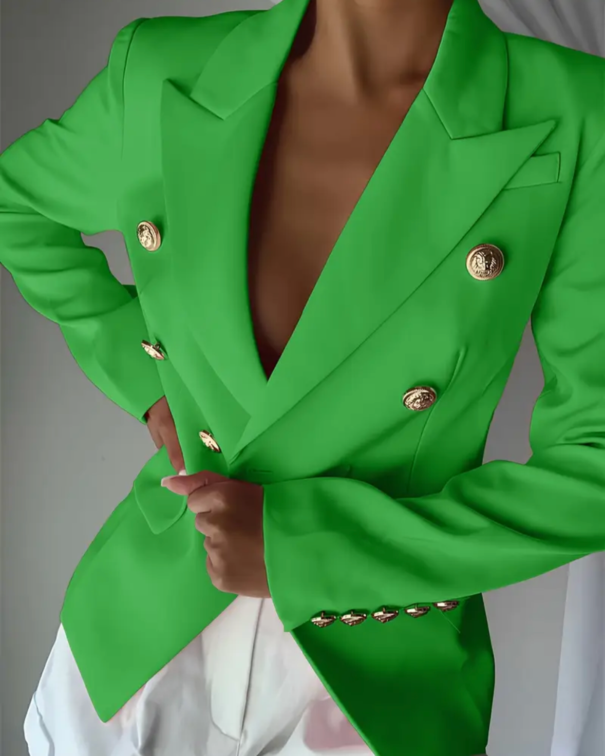 Піджак зелений двобортний