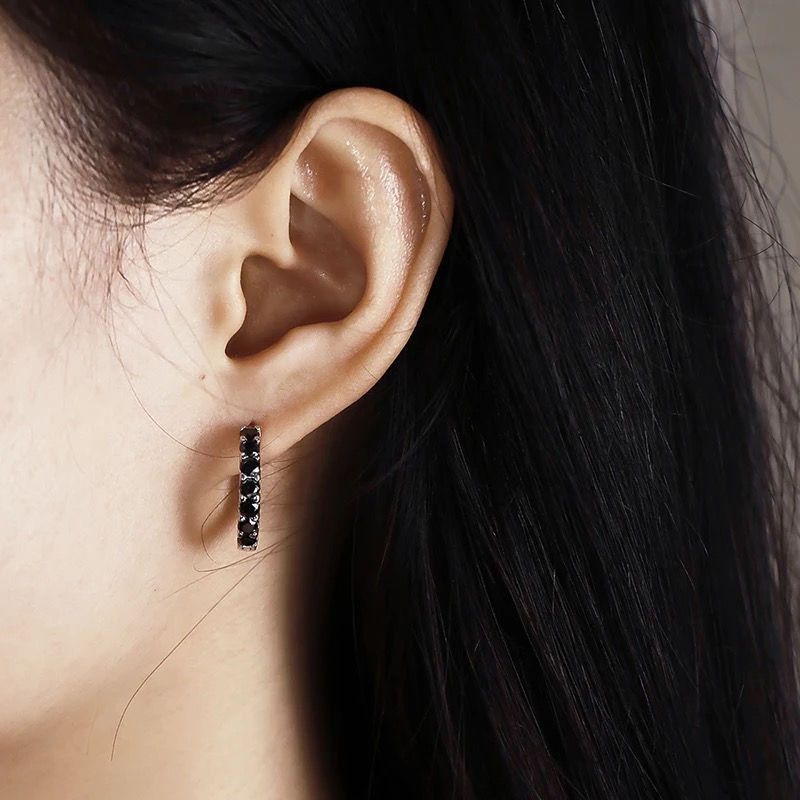 Miniatura: EARRINGS HOOP BLACK