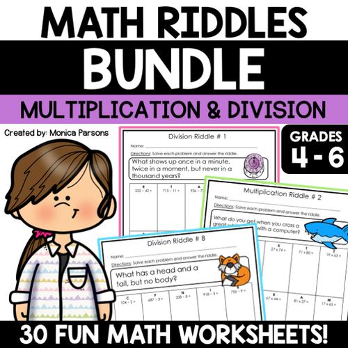 Multiplication and Division Worksheets Fun Riddles Bundle | Learning ...