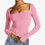 Thumbnail: Women's Slim Fit Crop Tops Casual Solid Color Crew Neck Long Sleeve Tight T-Shir