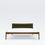 Miniaturbild: walnut wood bed with leather headboard mid century style