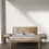 Miniature : beige wooden bed with herringbone pattern