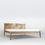 Miniature : beige wooden bed with herringbone pattern