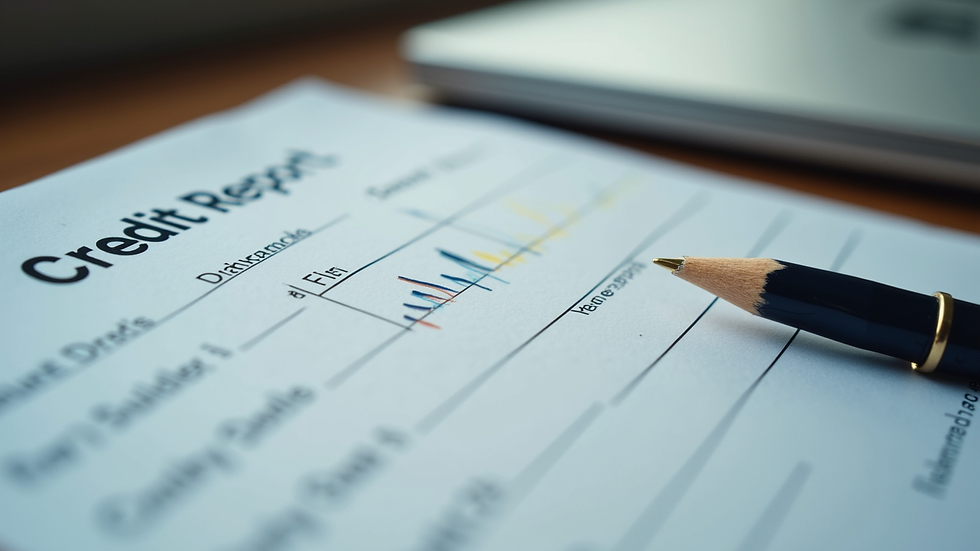 Close-up view of a credit report with highlighted scores
