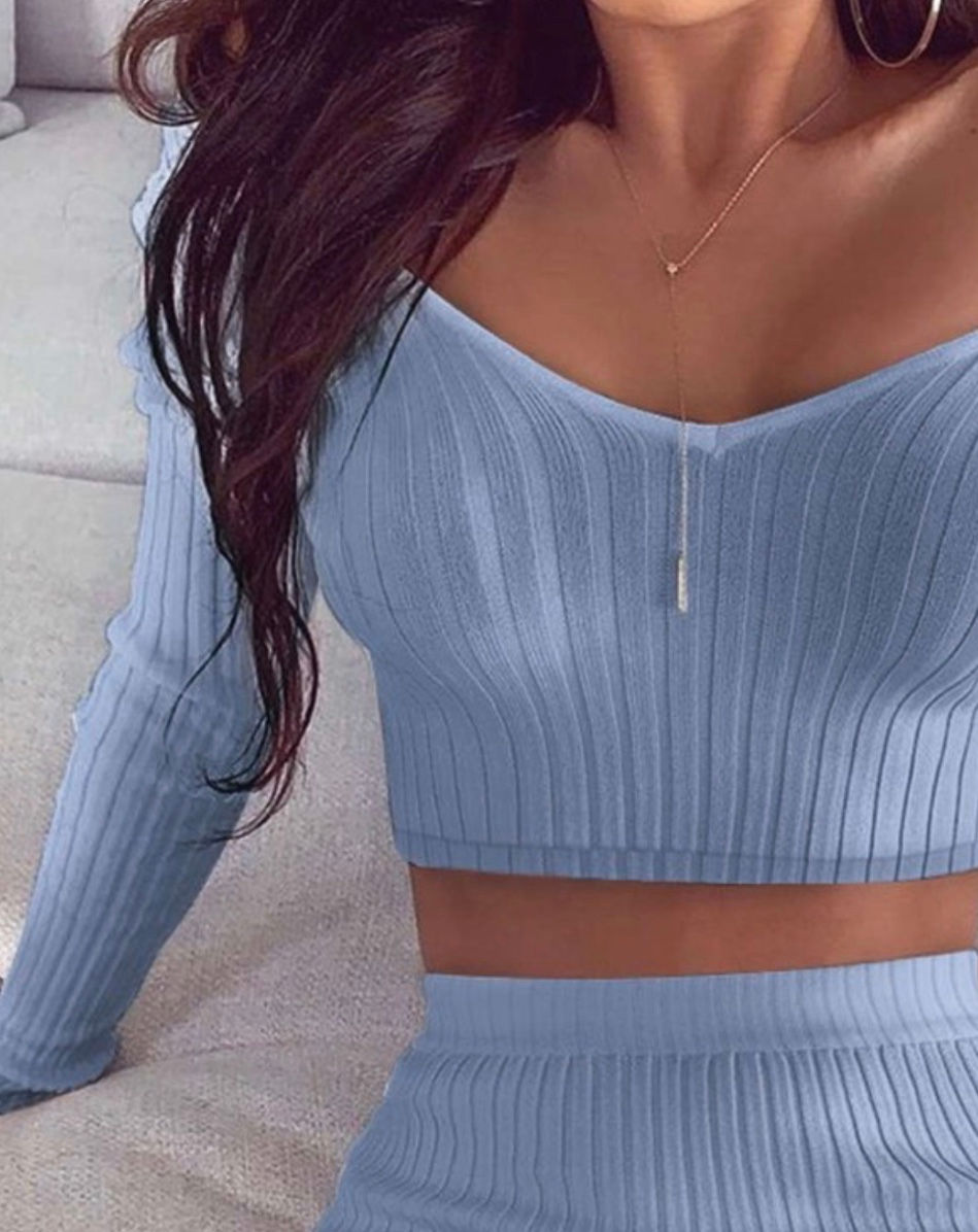 Thumbnail: Jessy Ribbed Two Piece Skirt Set