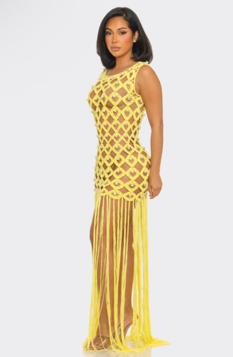 Thumbnail: YELLOW OYSTER CROCHET MAXI DRESS