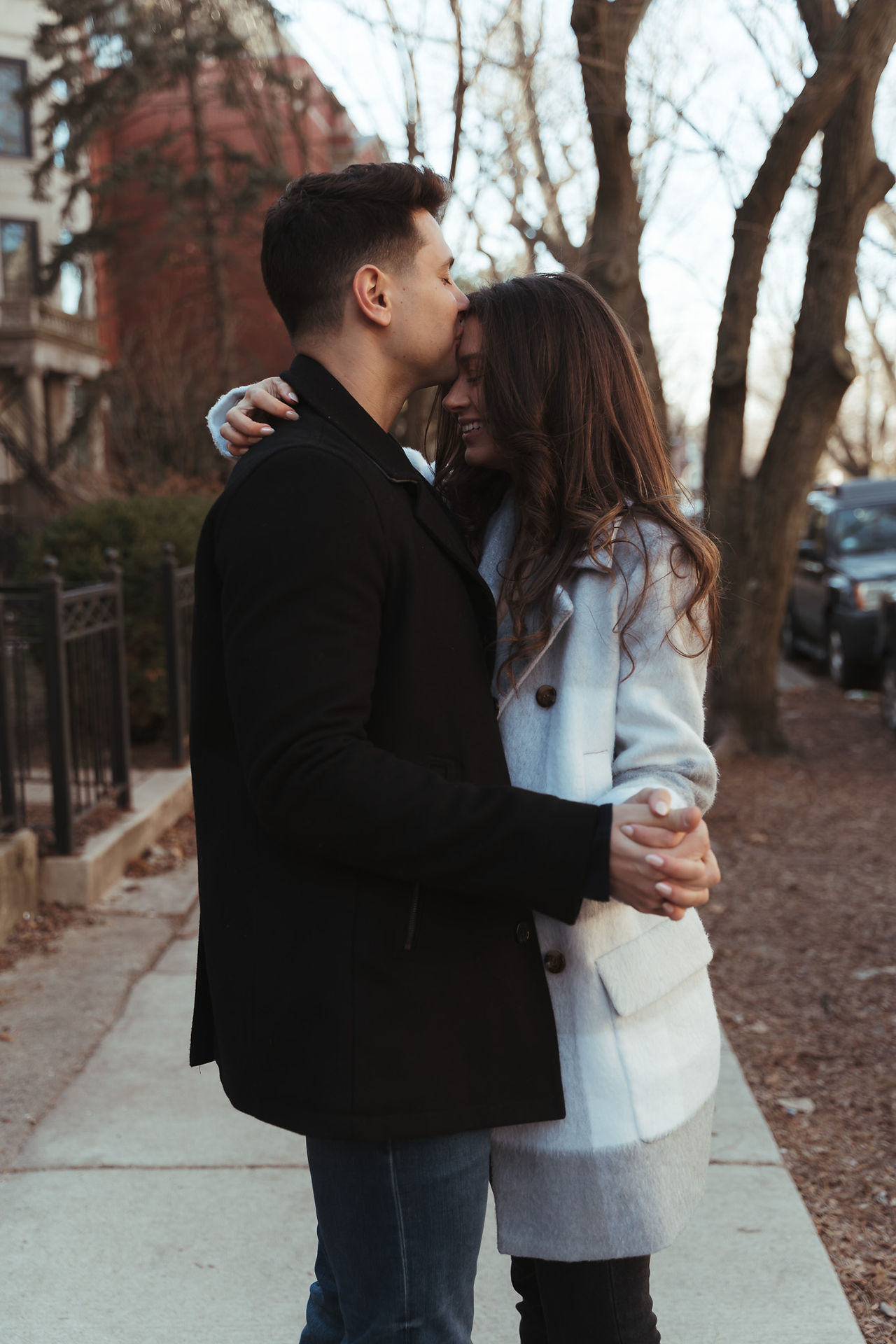 couple posing for engagement photo