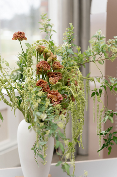 abstract floral arrangement lots of greenery