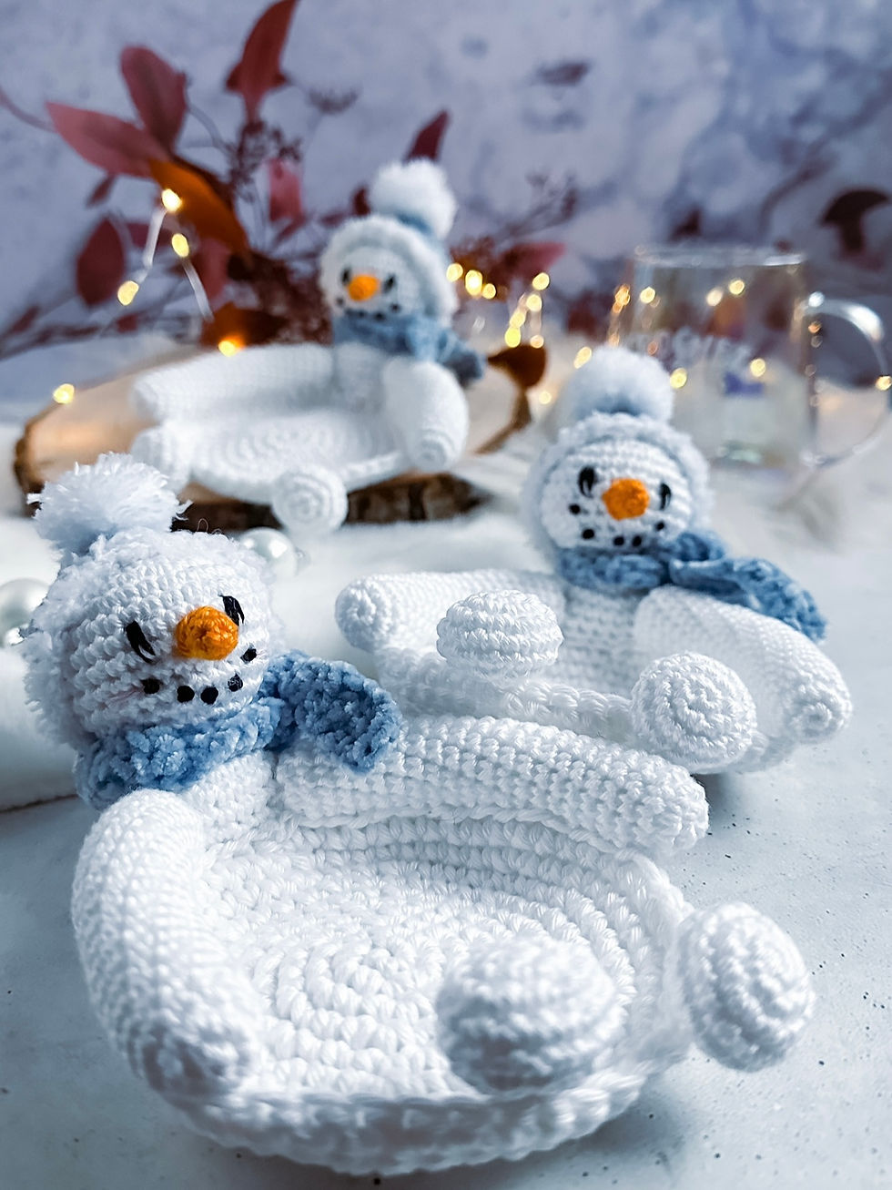 PDF Häkelanleitung Schneemann Tassenuntersetzer