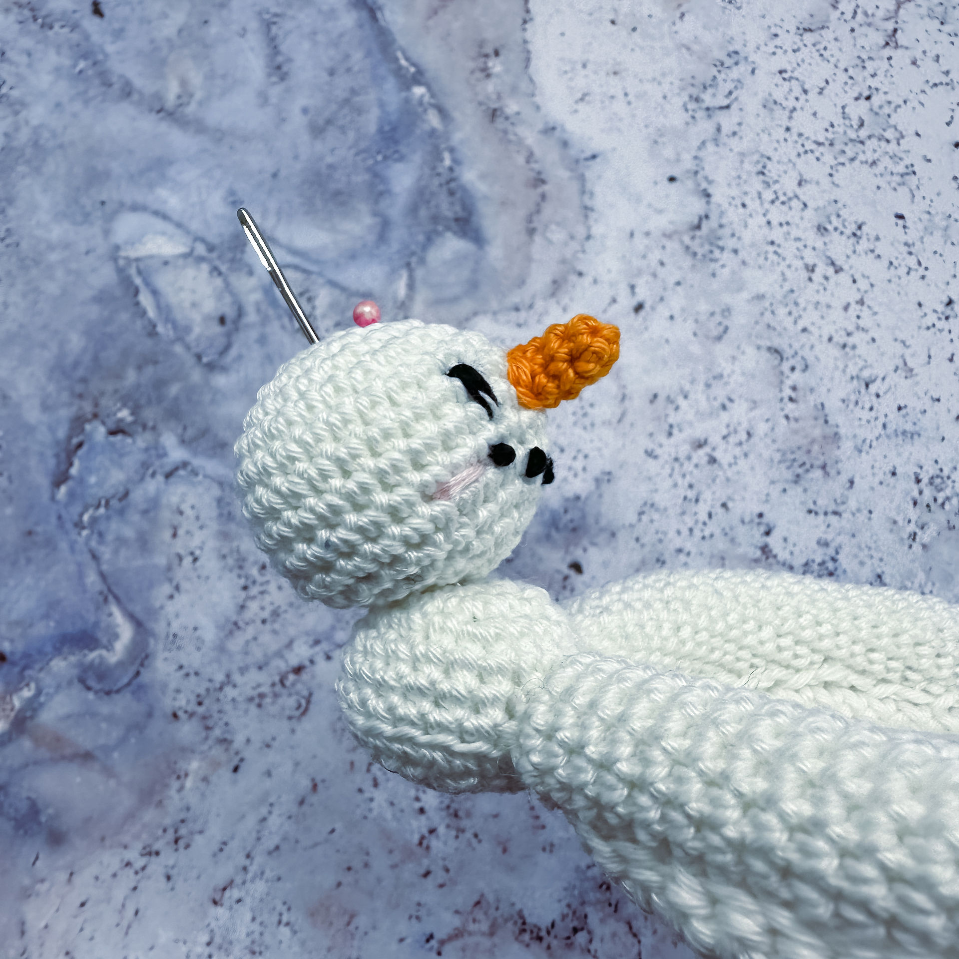 Kopfposition vom Tassenuntersetzer Schneemann