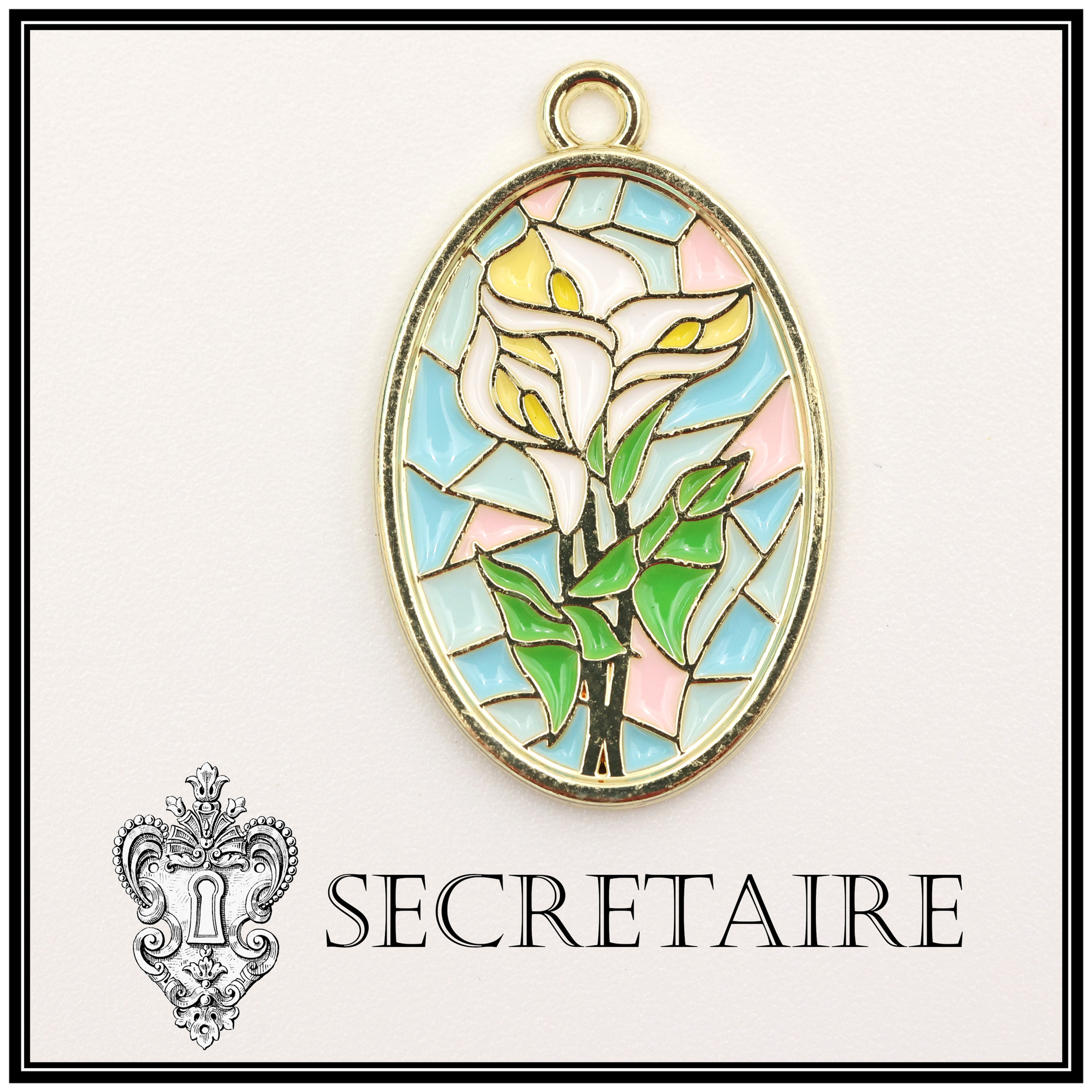 Charm: Stained glass effect, Lily. Size: 2.8 cm [O01-D]