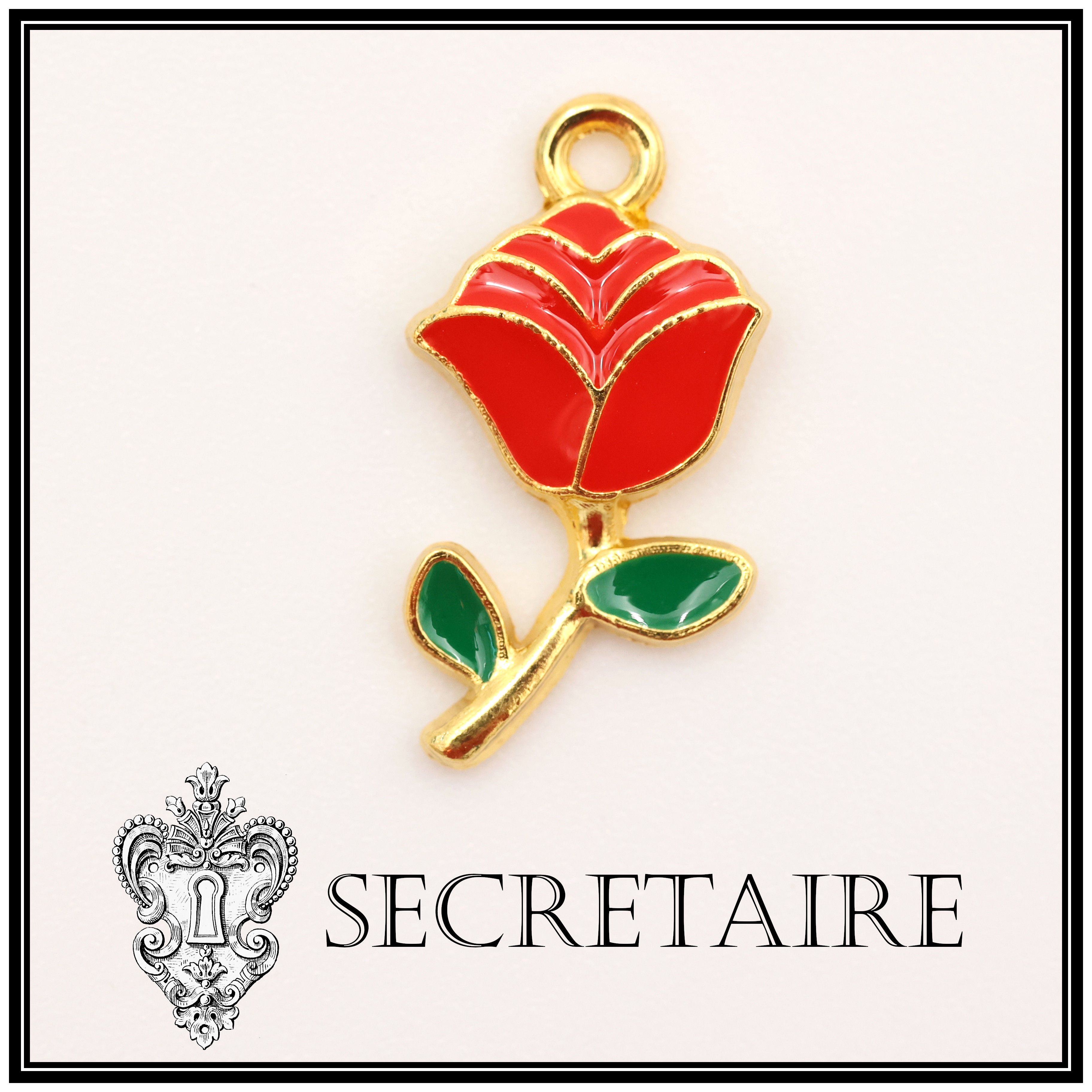 Charm: Rose, red. Size: 2.3 cm [A01-D]