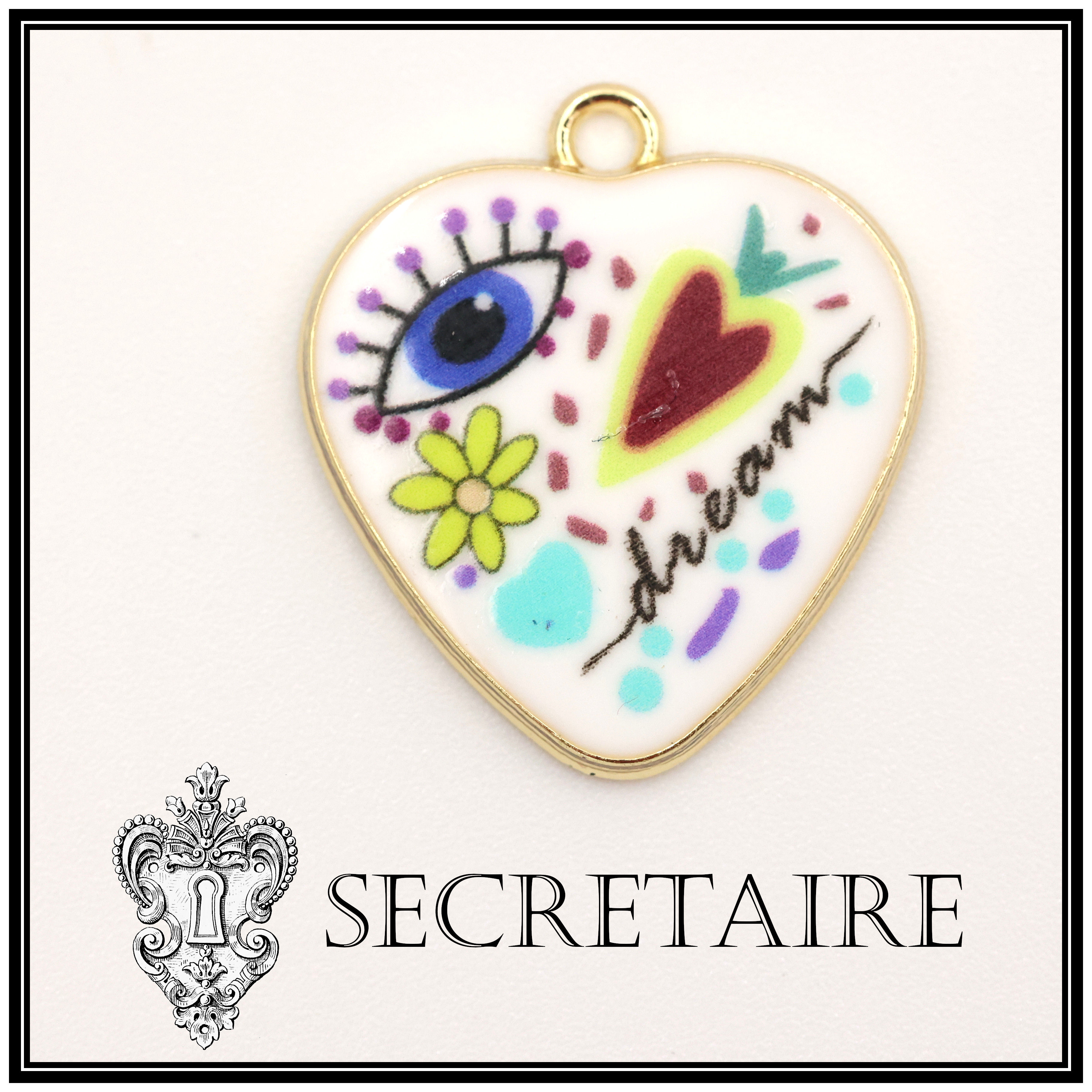 Charm: Funky heart - Dream. Size: 2.5 cm [E14-A]