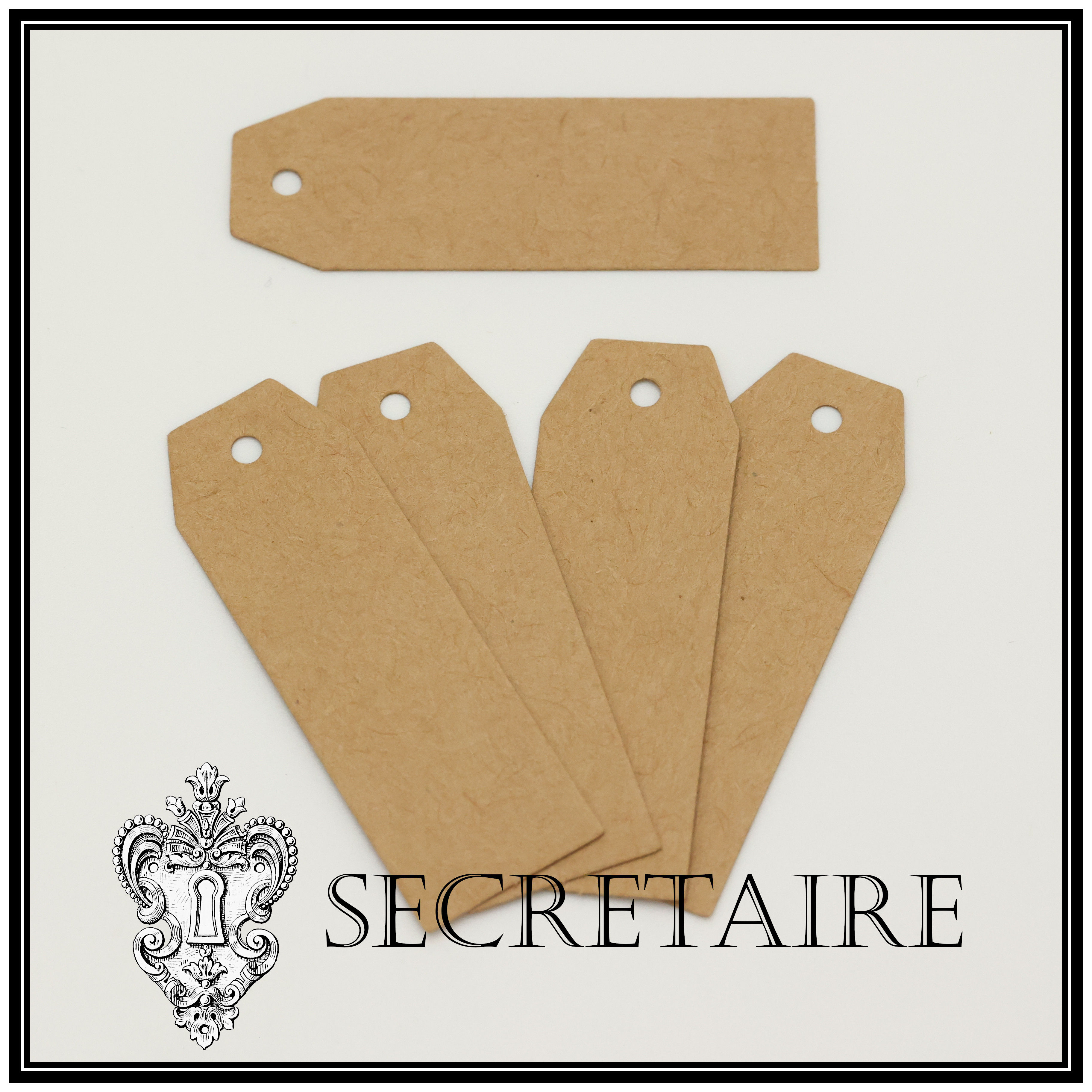 Gift tag: Kraft board. Set of 10. Size: 2x6 cm [H10]