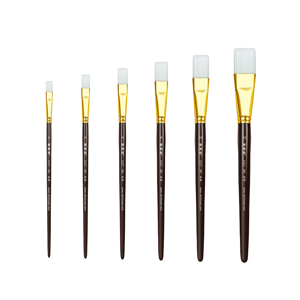 Thumbnail: XDT#380 Flat Watercolor Art Paint Brush 6 Piece Set Medium Soft Nylon