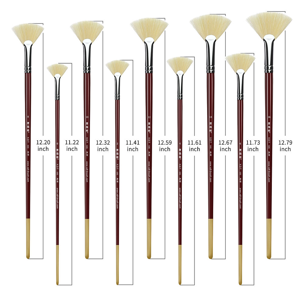 Thumbnail: XDT#646 Fan Artist Paint Brush 9 Piece Set Medium Stiff Hog Bristle