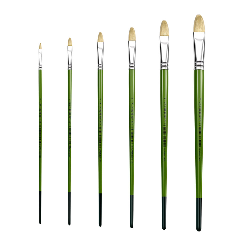 Thumbnail: XDT#515 Filbert Artist Paint Brush 6 Piece Set Medium Stiff Hog Bristle