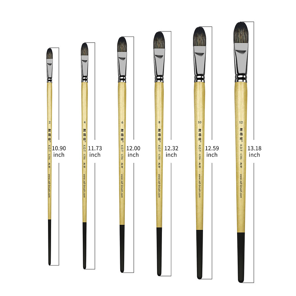 Thumbnail: XDT#6386 Filbert Artist Paint Brush 6 Piece Set Medium Stiff Black Hog Bristle